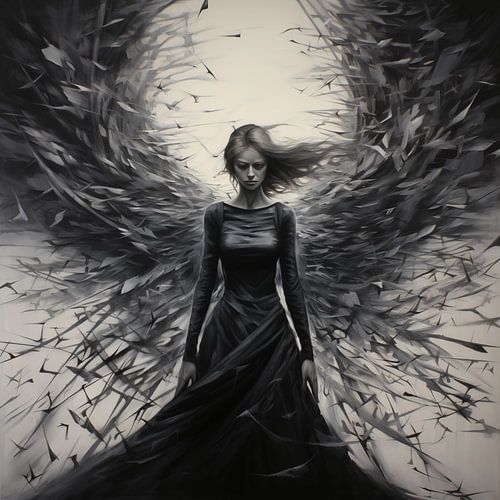 Chaos vrouw zwart-wit