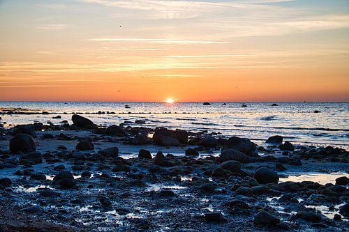 Sunset on the beach of Poel, romantic