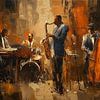 Panorama abstrait de musiciens de jazz sur TheXclusive Art