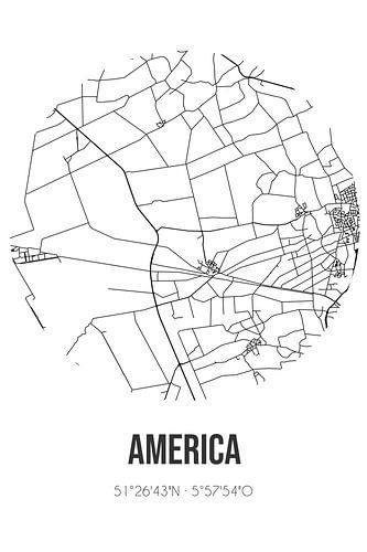 America (Limburg) | Landkaart | Zwart-wit