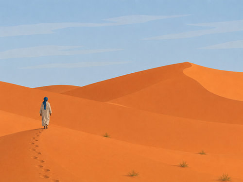 Berber loopt door de sahara