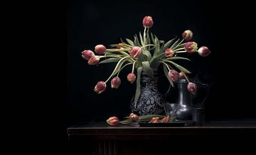 Stilleven met tulpen van Frank Lavooij