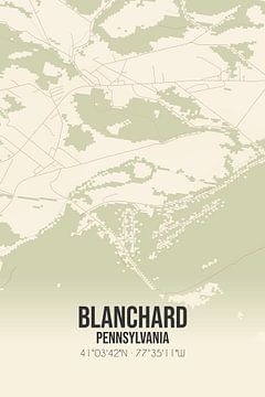 Vintage landkaart van Blanchard (Pennsylvania), USA. van MijnStadsPoster