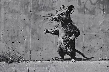 Muis op Beton in Zwart-Wit Stijl van Imperial Art House