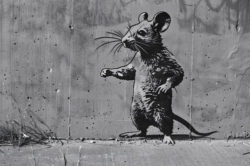 Muis op Beton in Zwart-Wit Stijl