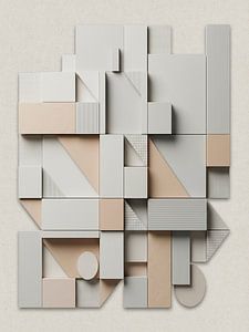 Japandi: Geometrisches Relief in Sand und Leinen mit subtilen Strukturen