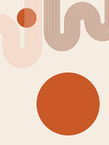 Japandi Modern Abstract Geometrisch Lijn Curve Cirkel