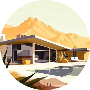 Retro jaren vijftig bungalow Arizona USA van Vlindertuin-Art
