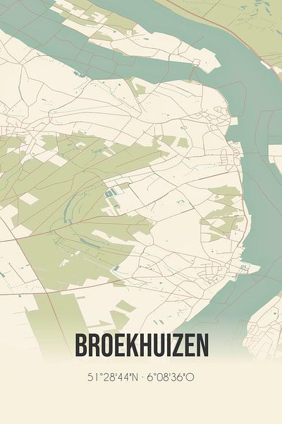 Vintage map of Broekhuizen (Limburg) by Prints of Place