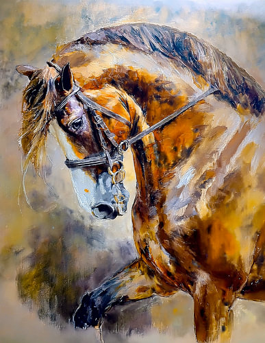 Cheval sur un vieux mur