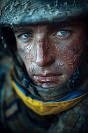 AI-Porträt mit Farben der ukrainischen Flagge von Egon Zitter