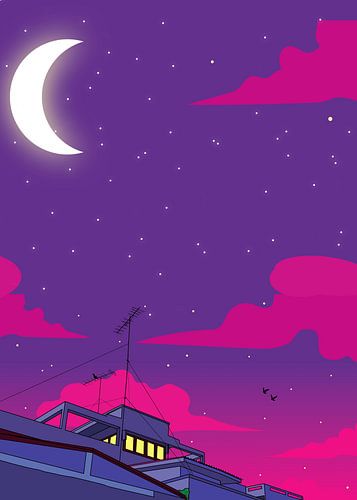 Amazing View In The purple sky