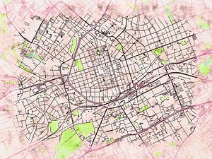 Karte von Krefeld im stil 'Soothing Spring'