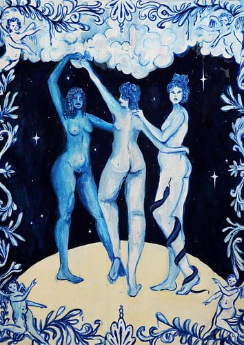 Oud Hollands- Drie Dames illustratie