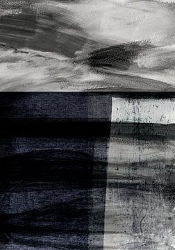 Zwarte oceaan. Minimalistisch abstract zeegezicht. van Dina Dankers
