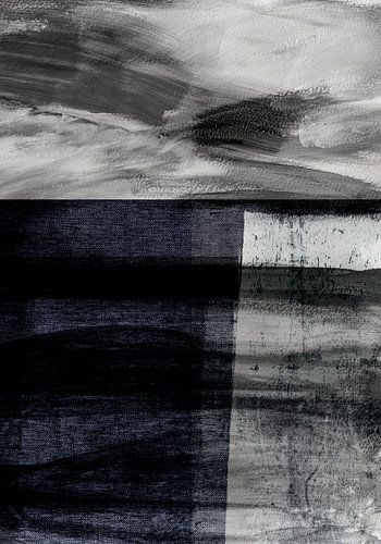 Océan noir. Paysage marin abstrait minimaliste.
