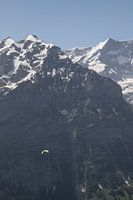 Paraglider in de bergen, Zwitserland.