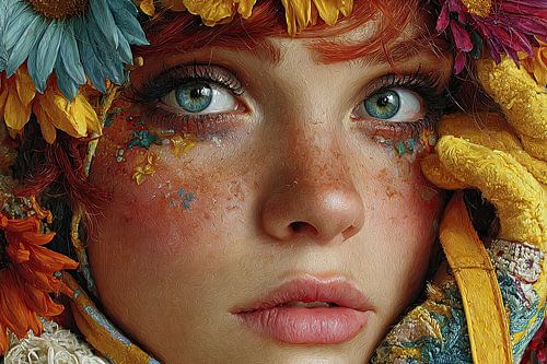 kunst vrouw met bloemen