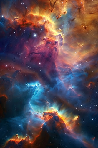 Kleurrijke Nebula met Goud en Blauw