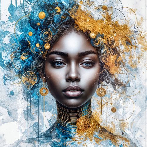 Golden woman van Digital Art Nederland