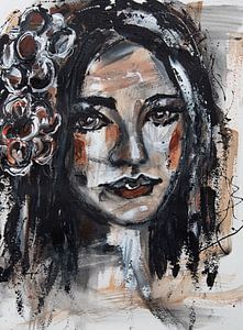 Portrait d'une femme avec des fleurs
