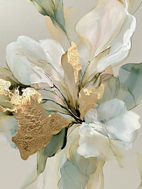 Abstrakte goldene Blumenmotive von Stephanie Jeuffroy