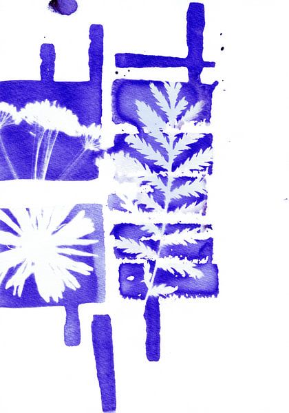 Blaue Blumen abstrakt von Lies Praet