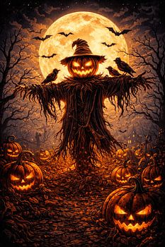 Ernte-Vogelscheuche des Kürbisfeldes