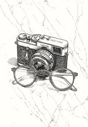 Tijdloze klassiekers op marmer: vintage Leica- & -bril