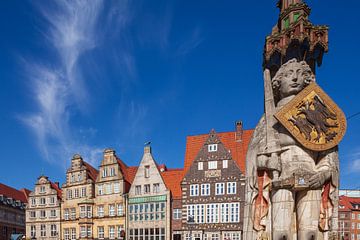 Marktplein Westzijde, Huizen, Oude Stad, Bremen, Duitsland van Torsten Krüger