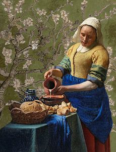 Milchmädchen mit khakigrüner Mandelblüte