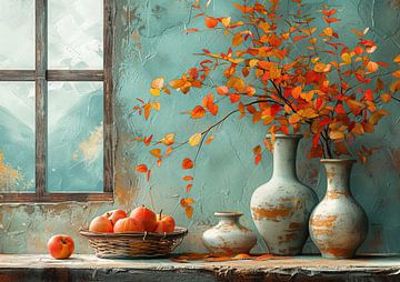 Herfst Stilleven Modern | Gentle Breeze of October Days van Kunst Kriebels