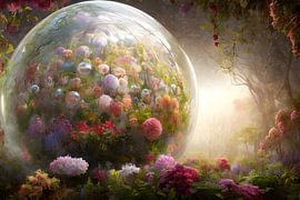 Glass ball full of flowers by Nicolette Vermeulen