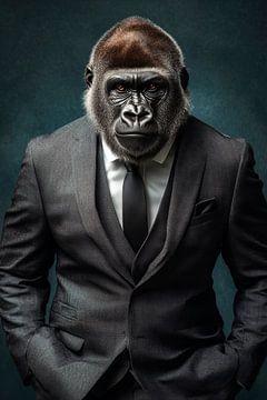 De elegante gorilla in pak van Poster Art Shop