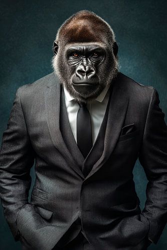 De elegante gorilla in pak
