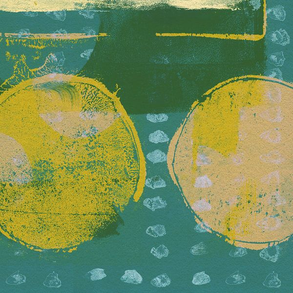 Japandi. Abstract shapes in yellow and green II by Dina Dankers