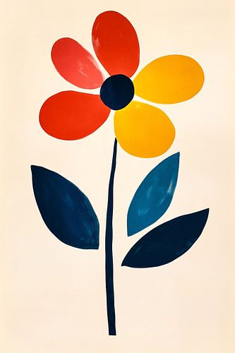 Kleurrijke minimalistische bloemillustratie
