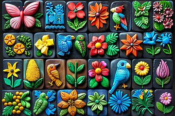 Kleurrijke Bloemen en Vogels in Kunstvorm van Art & Soul Creations