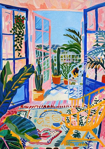 Henri Matisse Stijl Poster, Middellandse Zee, Open Venster, Pastel
