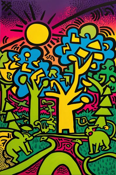Colourful forest with animals by Art & Soul Creations