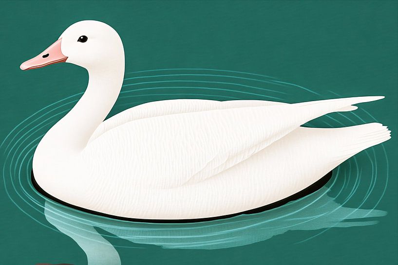 Elegant swan on green water by Art & Soul Creations