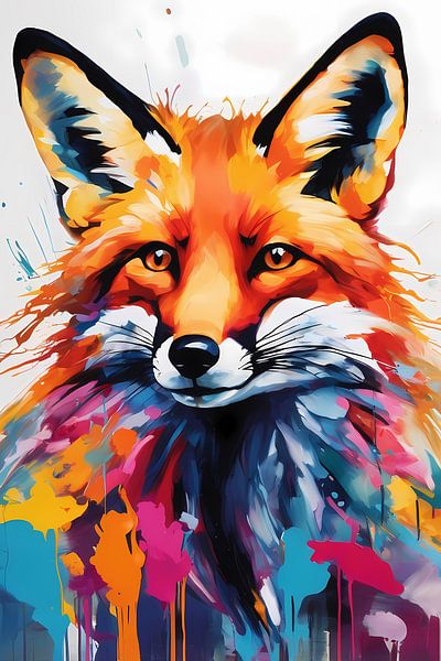 Colourful abstract fox painting by Art & Soul Creations