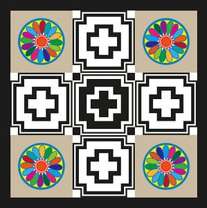 Anunnaki Cross UFO Beige Black & White Multicolor