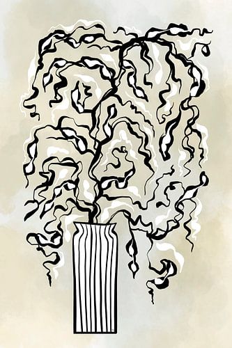 Stilisierte Pflanze in einer gestreiften Vase