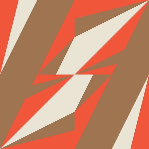 Retro-Geometrie mit Dreiecken im Bauhaus-Stil in Braun und Orange 4 von Dina Dankers