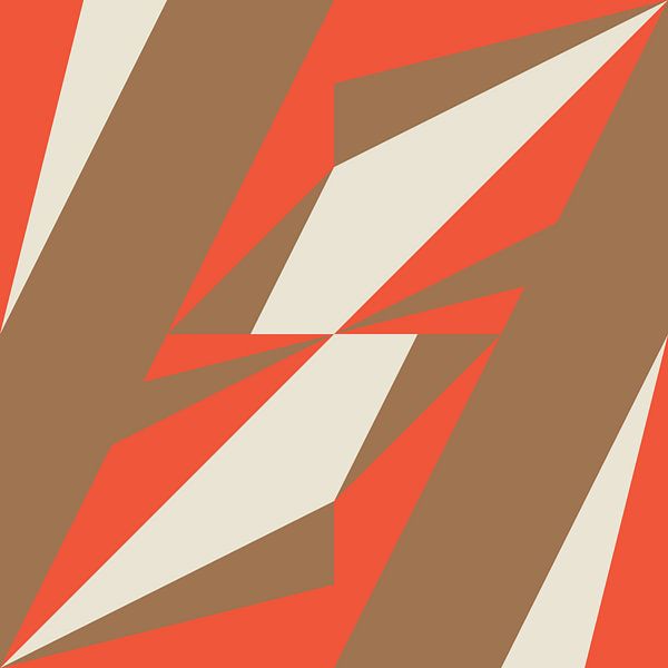 Retro geometry  with triangles in Bauhaus style in brown and orange 4 by Dina Dankers