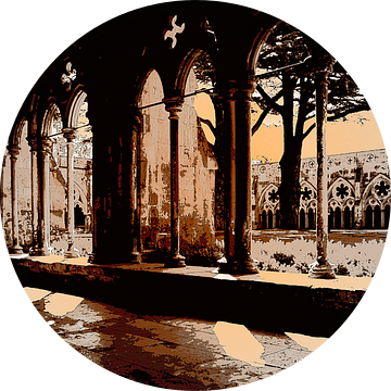 Schaduwspel in kloostergang, Salisbury Kathedraal, Wiltshire, Engeland