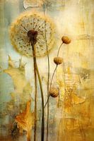 Rustieke abstracte paardenbloemen vangen de geest van de natuur