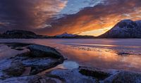 Lofoten Sonnenuntergang in der Bucht