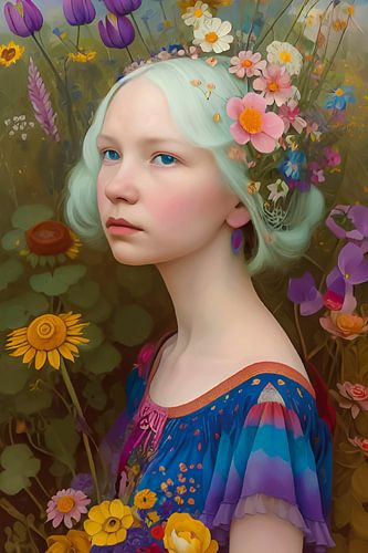 3. Fille de la fleur, digital painting